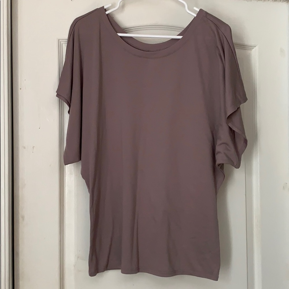 Boatneck, super wide sleeve dark tan top